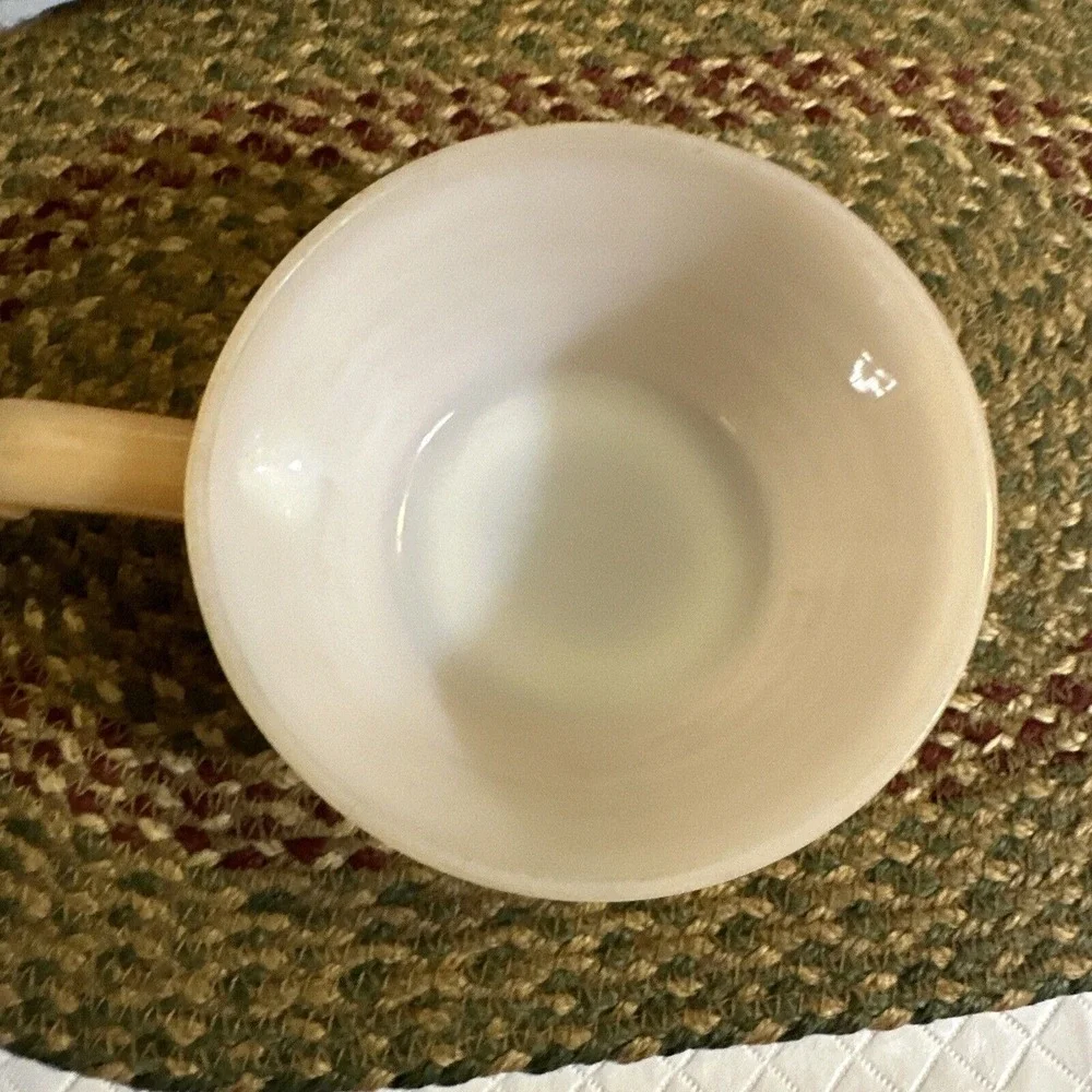 Vtg‎ Fire King Anchor Hocking Oven Ware Handled Peach Luster Beehive Soup Bowl